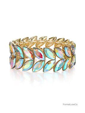 Crystal Art Deco Stretch Bracelet for Prom Party Jewelry with Gift Box
